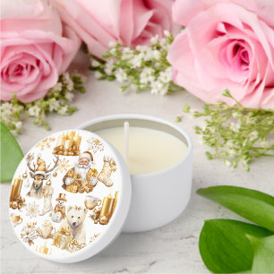 Gold and White Christmas Symbols Mini Candle Favors