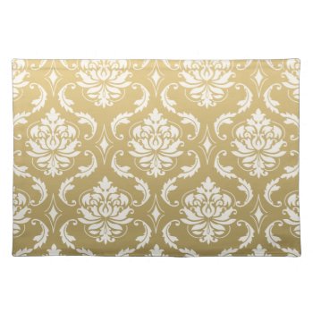 Gold And White Classic Damask Placemat by DamaskGallery at Zazzle