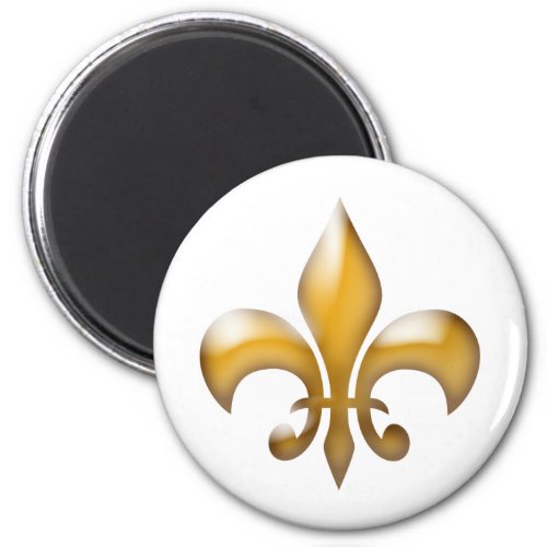 Gold and White Classic Fleur de Lis Magnet