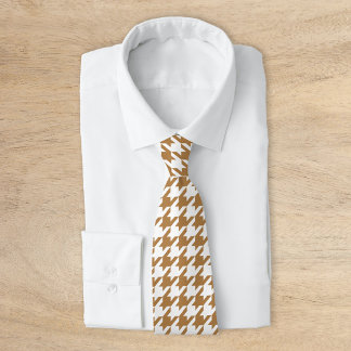 Gold and White Classic Houndstooth Neck Tie