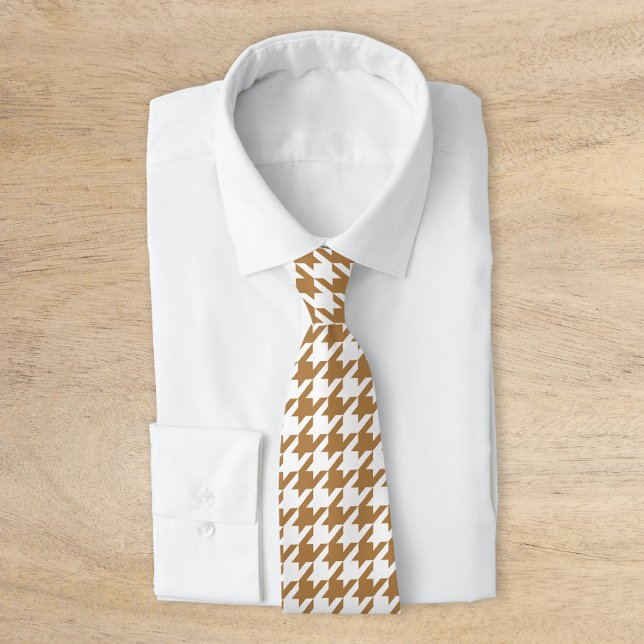 Gold and White Classic Houndstooth Neck Tie (Creator Uploaded)