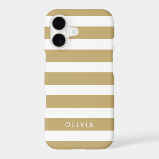 Gold and White Classic Stripes Monogram iPhone 17 Case