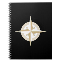 Gold and White Compass on Black