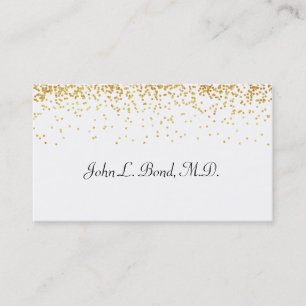 Gold and White Confetti Business Card