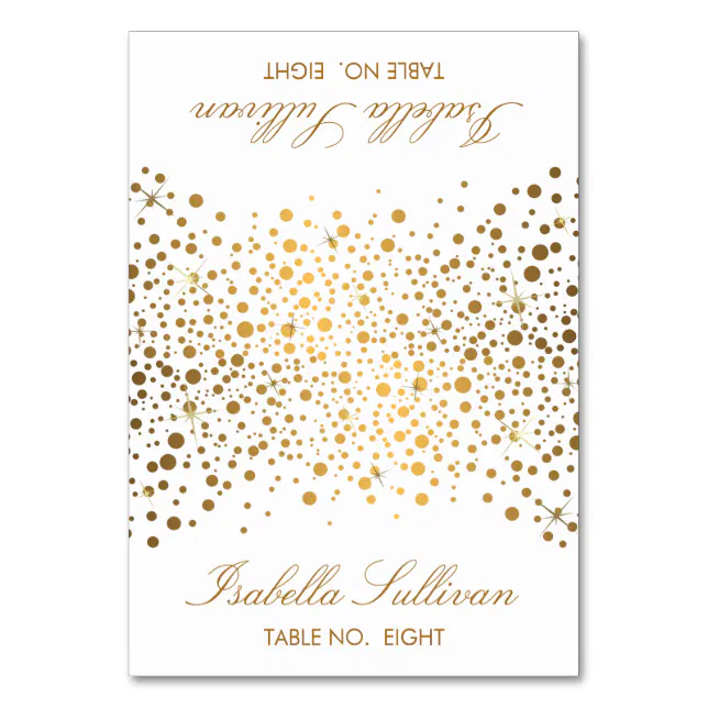 Gold And White Confetti Dots | Place Cards | Zazzle