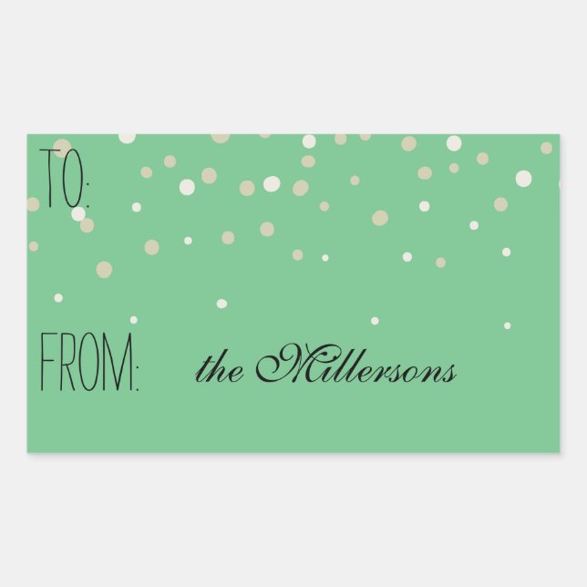 Gold and White Confetti Gift Tag (Front)