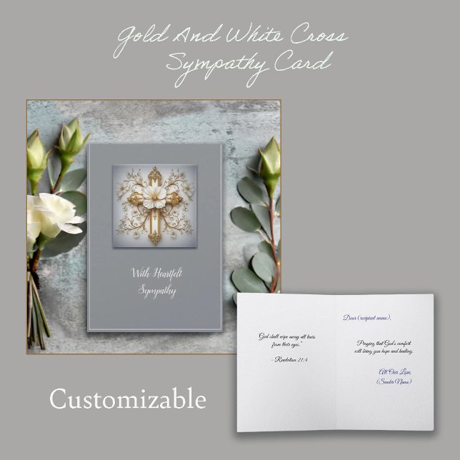 Gold And White Cross Sympathy Card (Creator Uploaded)