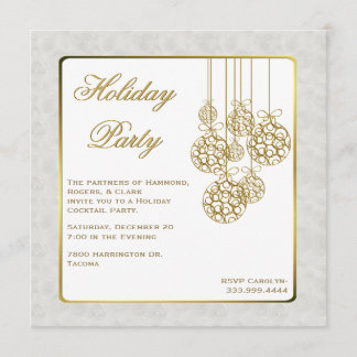 Gold and White Custom Corporate Holiday Invitation