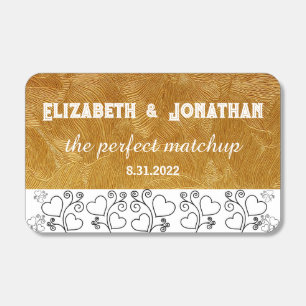 Gold and White Custom Printed Wedding Favor Matchboxes