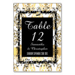 Gold And White  Damask And Black Table Number at Zazzle