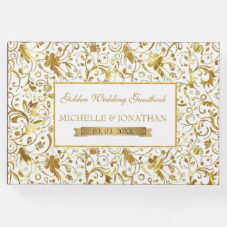 Gold And White Damask