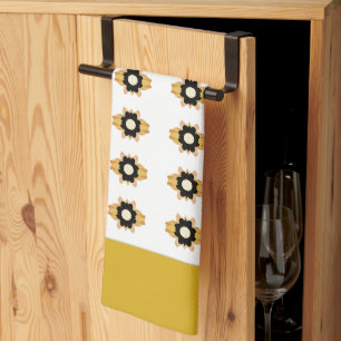 Gold and white decorative kitchen towel