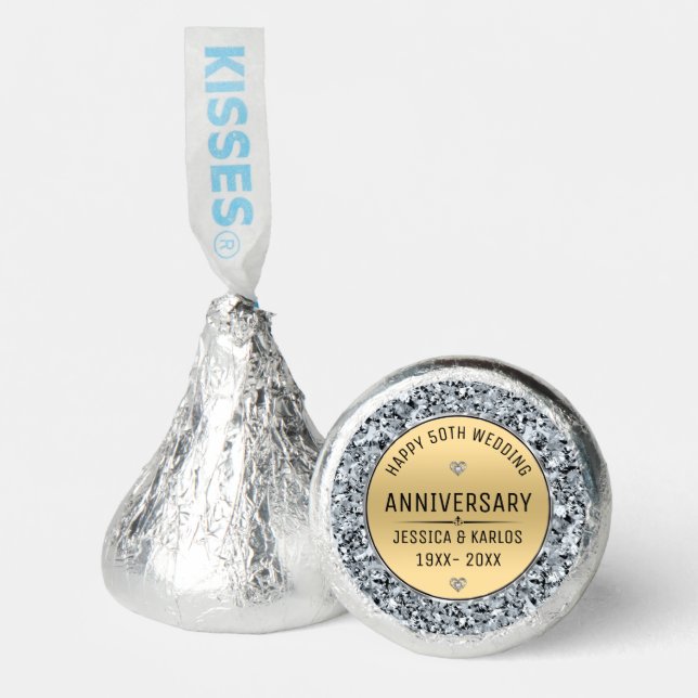 Gold and white diamonds 50th wedding anniversary hershey®'s kisses® (Front)