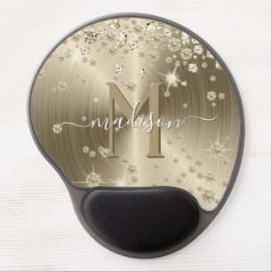 Gold and White Diamonds - Personalized Gel Mouse Pad