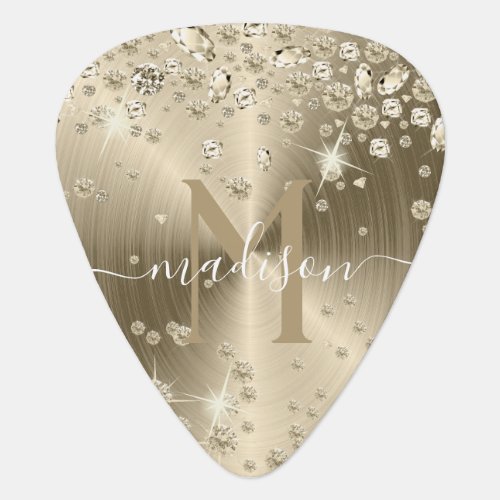Gold and White Diamonds _ Personalized Guitar Pick