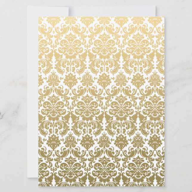 Gold and White Elegant Damask Pattern Invitation (Front)