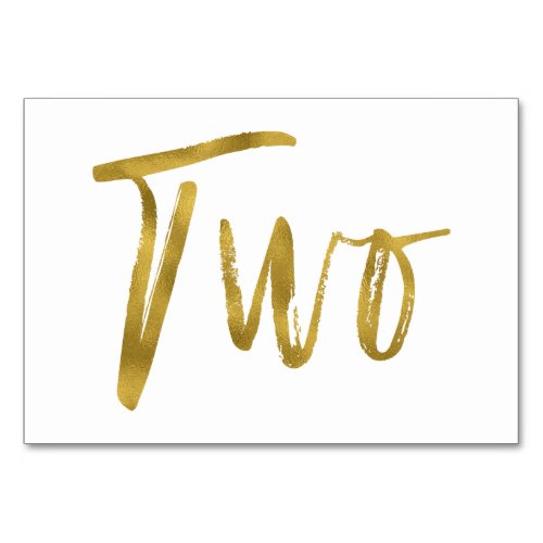 Gold and White Elegant Table Number Two