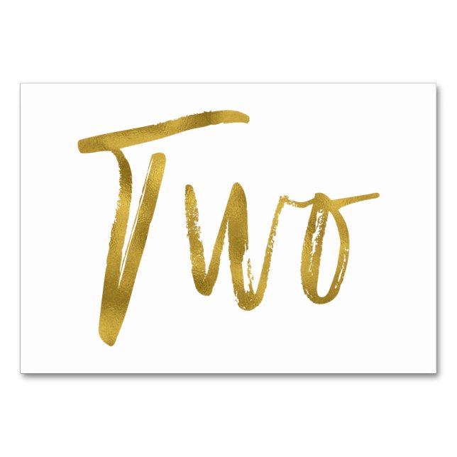 Gold and White Elegant Table Number Two (Front)