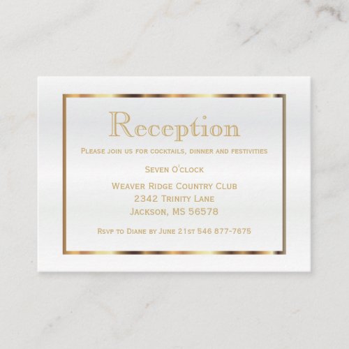 Gold and White Faux Satin _ Reception Enclosure Card