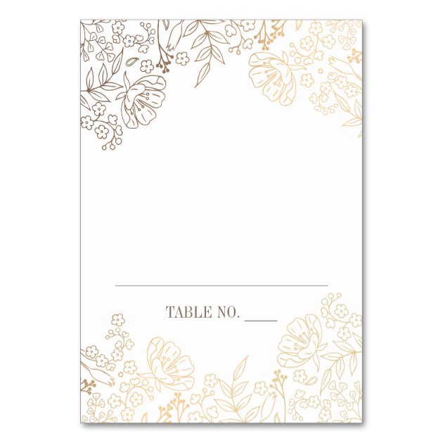 Gold And White Floral Decor Place Cards