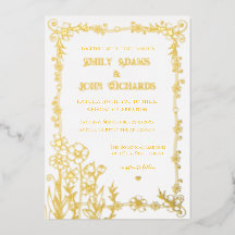 Gold and White Floral Hand Drawn Wedding