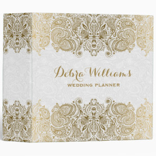 Gold And White Floral Paisley Lace Binder