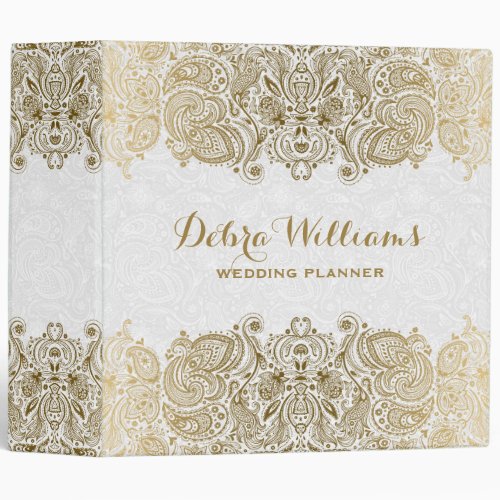 Gold And White Floral Paisley Lace Binder