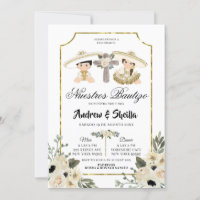 Gold and White Floral Twin Boy Girl Bautizo