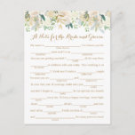 Gold and White Flower Wedding Advice Cards<br><div class="desc">Our faux gold foil and white flower fill-in-the-blank advice cards are a fun activity to have a wedding reception or bridal shower. You can change the heading wording if you would like by using Zazzle's "Personalize this template" tool. Be sure to check out our large selection of coordinating items by...</div>