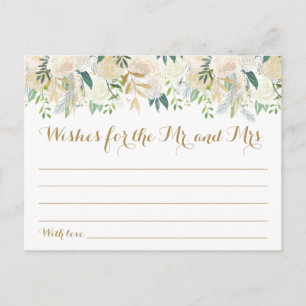 Gold and White Flower Wedding Wishes Cards