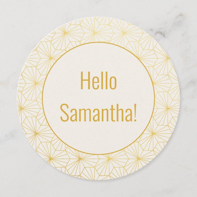 Gold and White Geometric Art Deco Round Menu (Front)