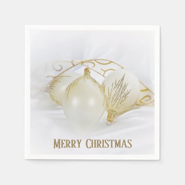 Gold and White Glitter Ornaments  Napkins (Front)