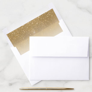 Gold and White Glitter Stars Envelope Liner