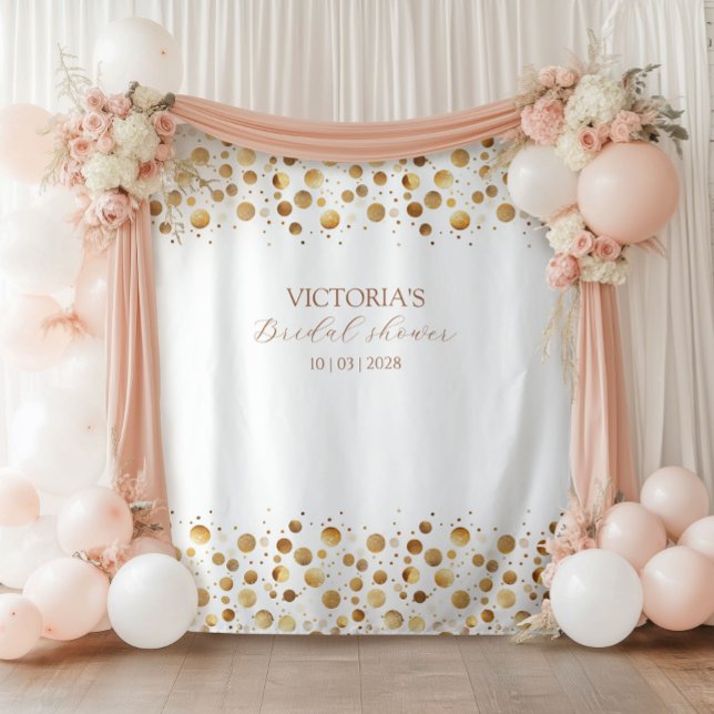 Gold and White Glittery Bridal Shower  Backdrop (Creator Uploaded)