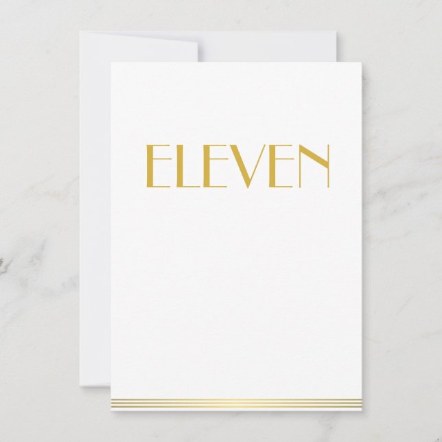 Gold And White Great Gatsby Wedding Table Cards (Front)