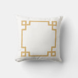 Gold And White Greek Key Throw Pillow at Zazzle