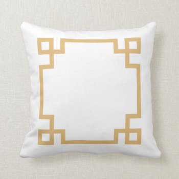 Gold And White Greek Key Throw Pillow by cardeddesigns at Zazzle