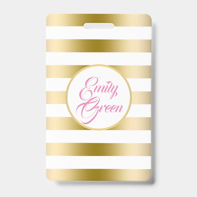 Gold And White Horizontal Stripes Badge (Front)