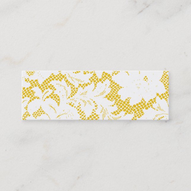 Gold and White Lace Skinny Business Card Template (Front)