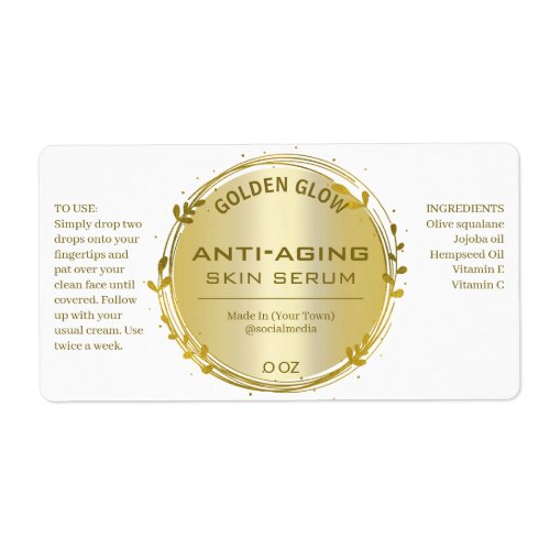 Gold And White Leafy Serum Labels