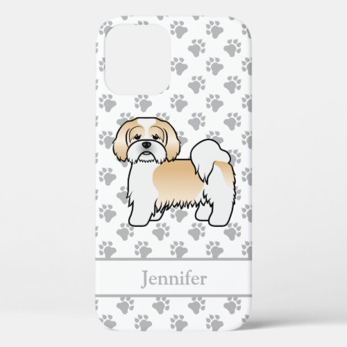 Gold And White Lhasa Apso Cartoon Dog  Name iPhone 12 Case