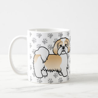 Gold And White Lhasa Apso Cute Cartoon Dog Coffee Mug