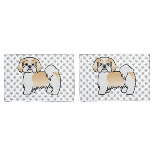 Gold And White Lhasa Apso Cute Cartoon Dog Pillow Case
