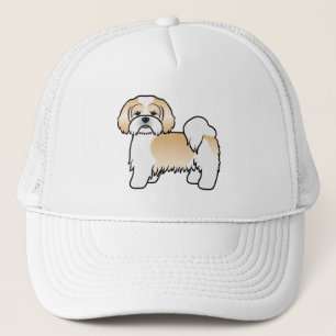 Gold And White Lhasa Apso Cute Cartoon Dog Trucker Hat
