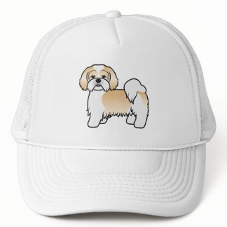 Gold And White Lhasa Apso Cute Cartoon Dog Trucker Hat
