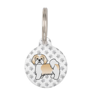 Gold And White Lhasa Apso Cute Dog & Pet's Info Pet ID Tag