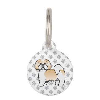 Gold And White Lhasa Apso Cute Dog &amp; Pet's Info Pet ID Tag