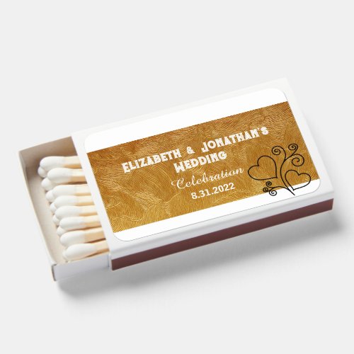 Gold and White Lux Personalized Wedding Favor Matchboxes