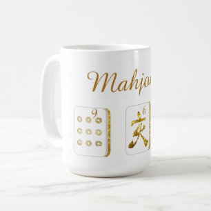 Gold and White Mahjong Tiles Coffee Mug