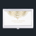 Gold and white mandala business card case<br><div class="desc">Elegant trendy gold and white ornate floral mandala.</div>
